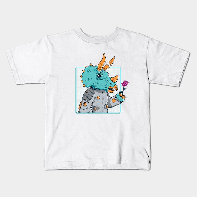 Triceratops Astronaut Kids T-Shirt by strangethingsa